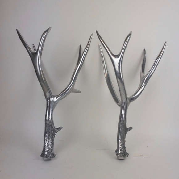 ARTHUR COURT Rare Vintage Cast Aluminum Deer Stag Antler Candlestick Pair - Picture 6 of 12